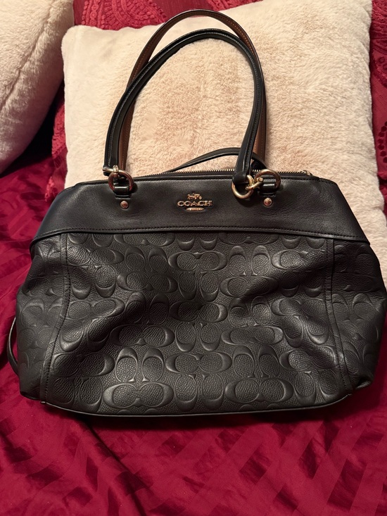 COACH Brooke CarryAll Black Signature Embossed Leather Purse main image 5